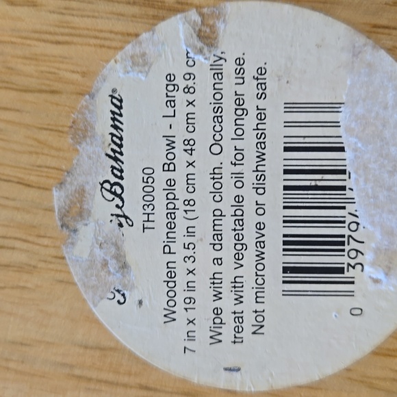 Tommy Bahama Large Wooden Pineapple Bowl - Picture 6 of 9